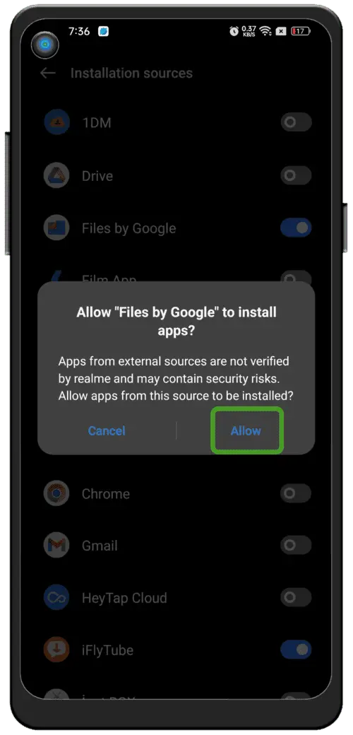 Дозвіл встановлення з невідомих джерел